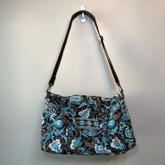 Vera Bradley Java Blue Floral Print Shoulder Weekender Duffel Bag - Picture 1 of 8